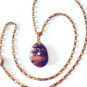 18k Cubic Zirconia Adorned Natural Stone Necklace